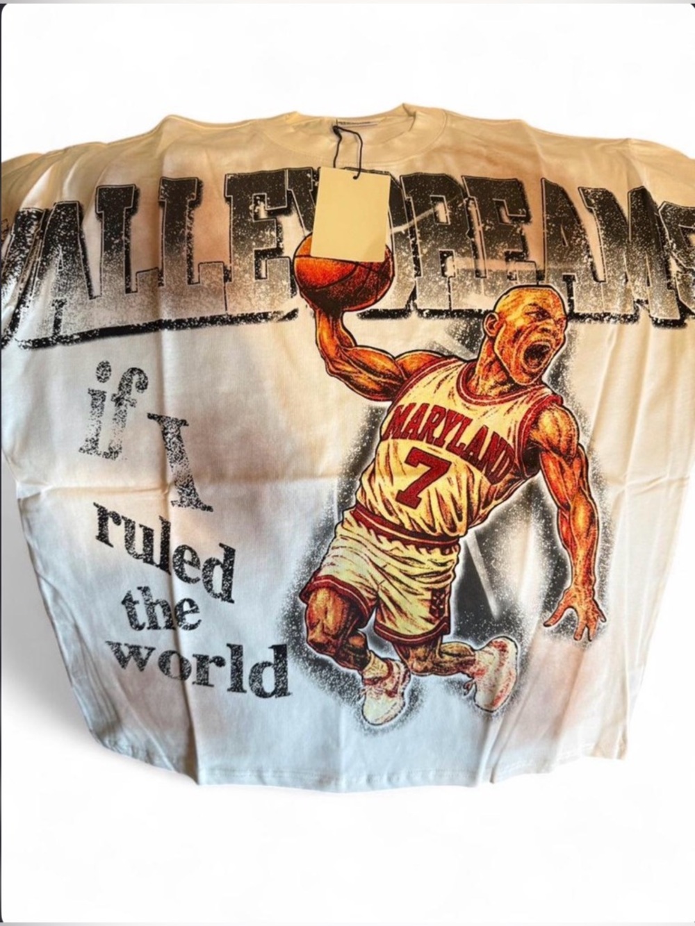 Valley Dream 'If I Ruled the World' White Graphic Basketball Tee